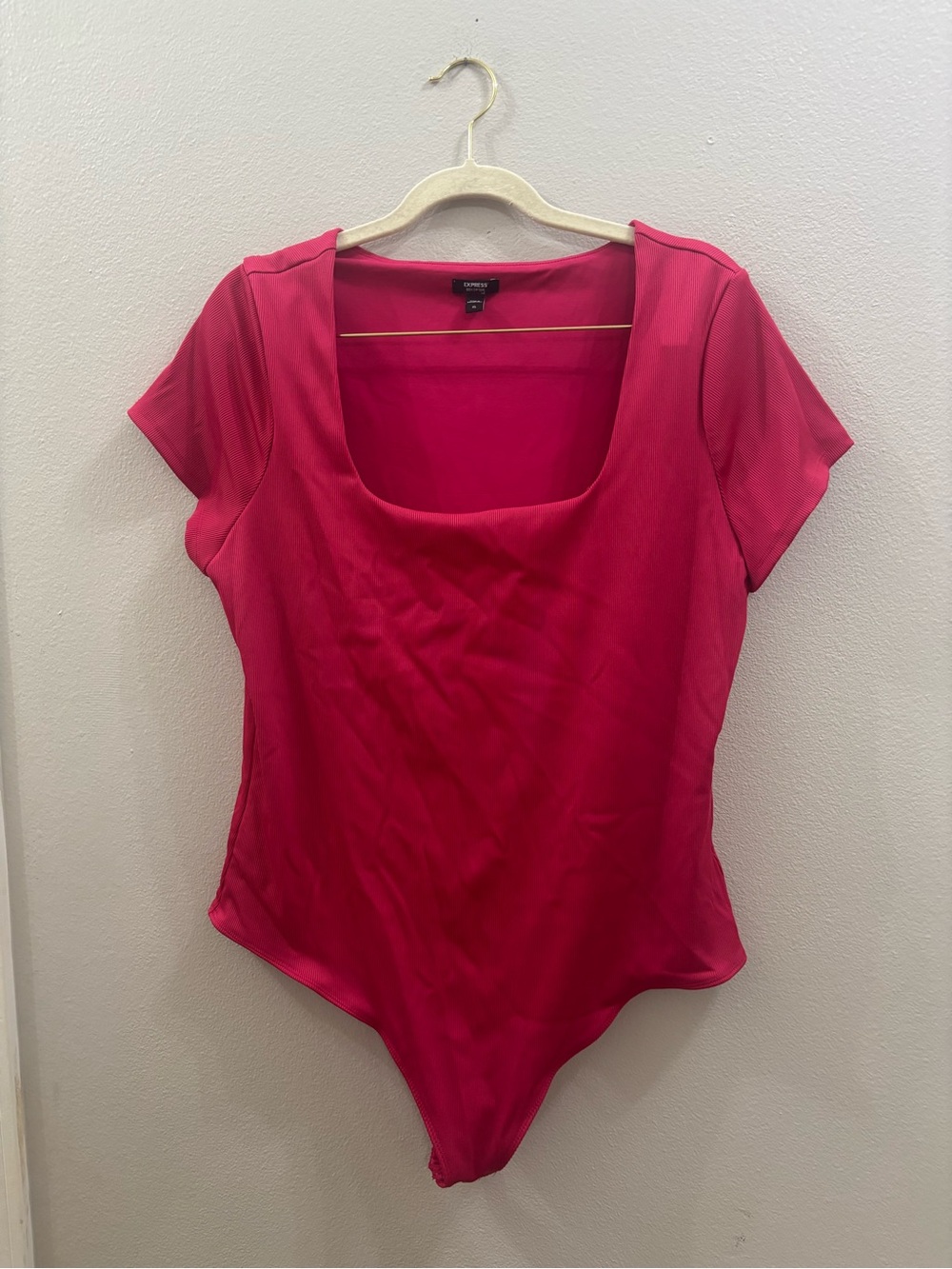 Express Hot Pink Scoop Neck Bodysuit XL